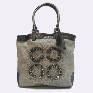 Coach 17022 Audrey Editorial Jeweled Silver Tote